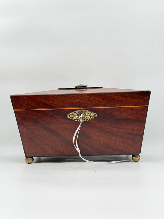 Antique Early 19th Century English Mahogany Tea Caddy