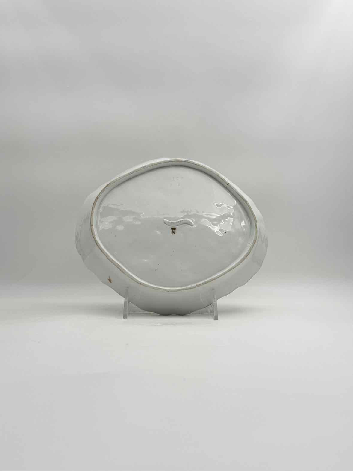 Antique 19th Century Herons And Swans Scene Handpainted Bowl