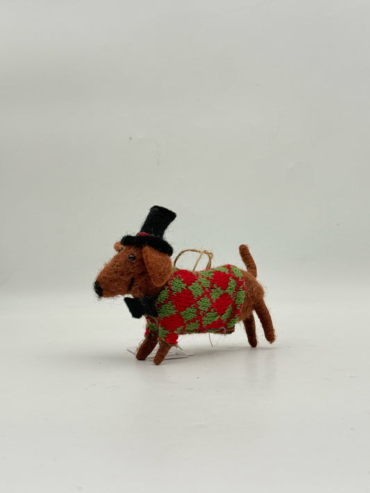 Dachshund Wool Dog Holiday Ornament