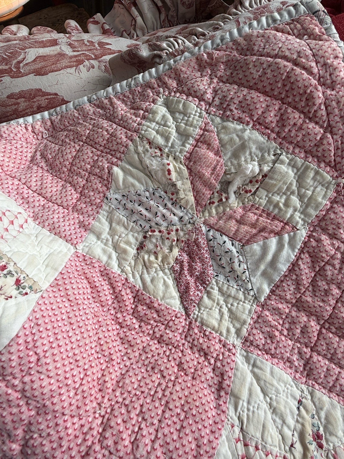Vintage Pink And White Crib Quilt