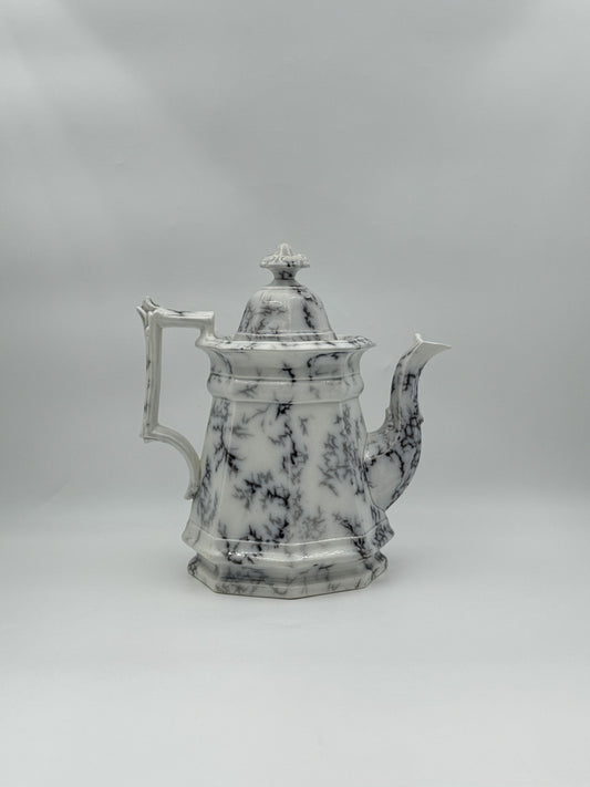 Antique Ironstone Coffee Pot – Pinder Mochaware, England c.1860