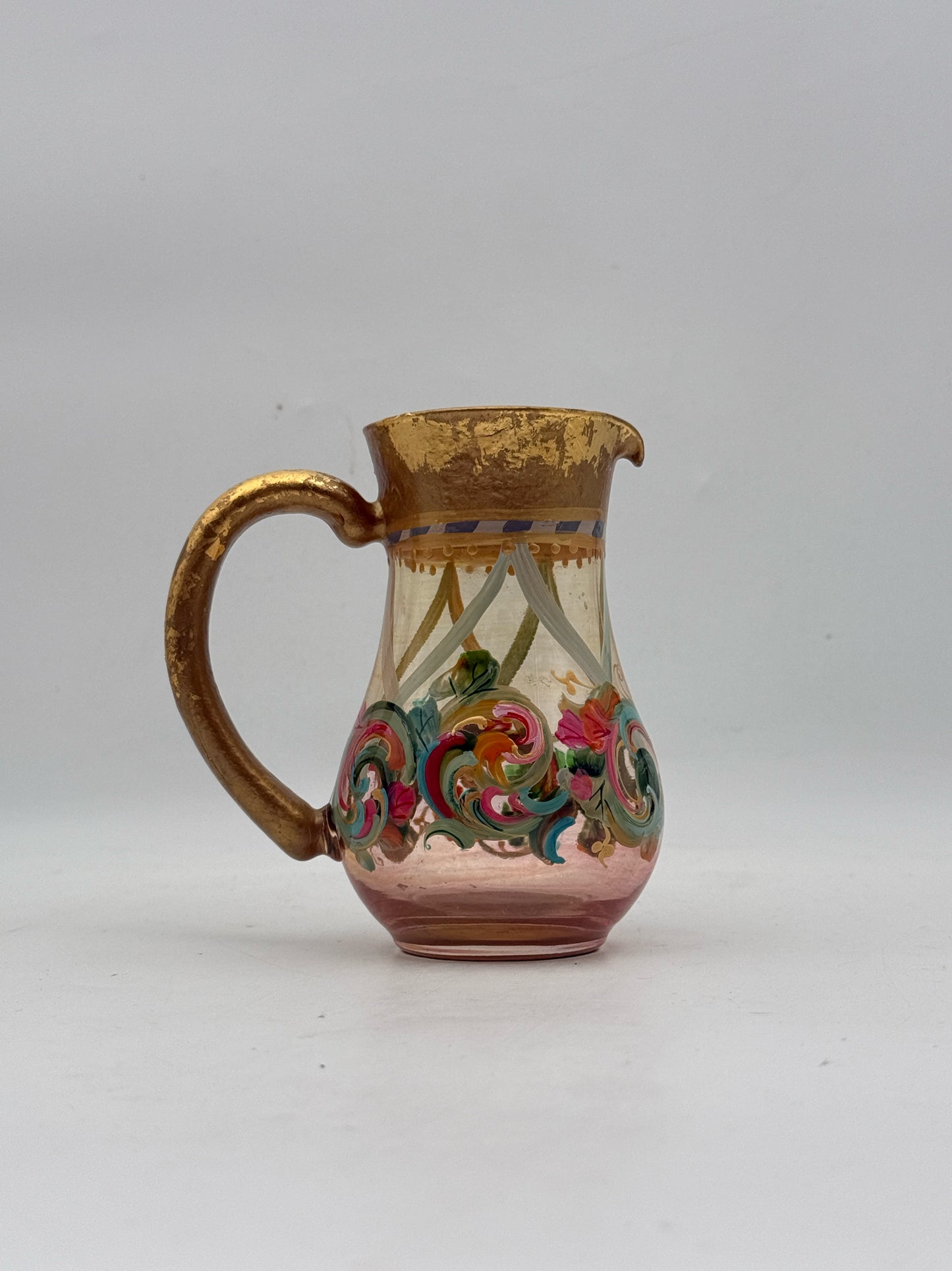 Handpainted Small Glass Pitcher- Signed By Diana Gaikazova
