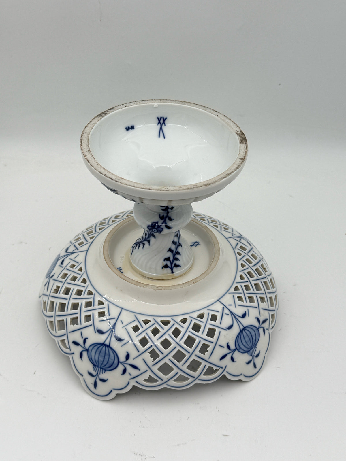 Meissen Blue Onion Pierced Compote