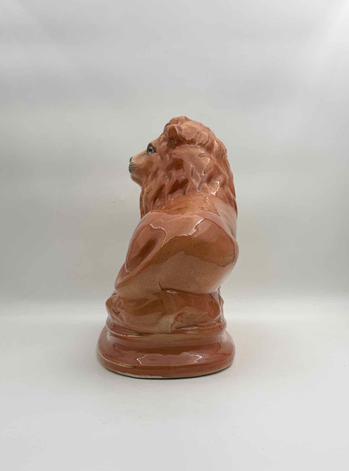 Antique Victorian Staffordshire Style Pair Ceramic Lions Decor