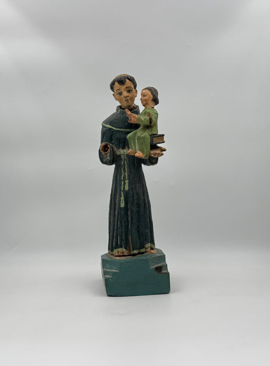 Carved Santos – St. Anthony with Baby Christ on Bible, Latin American c.1900