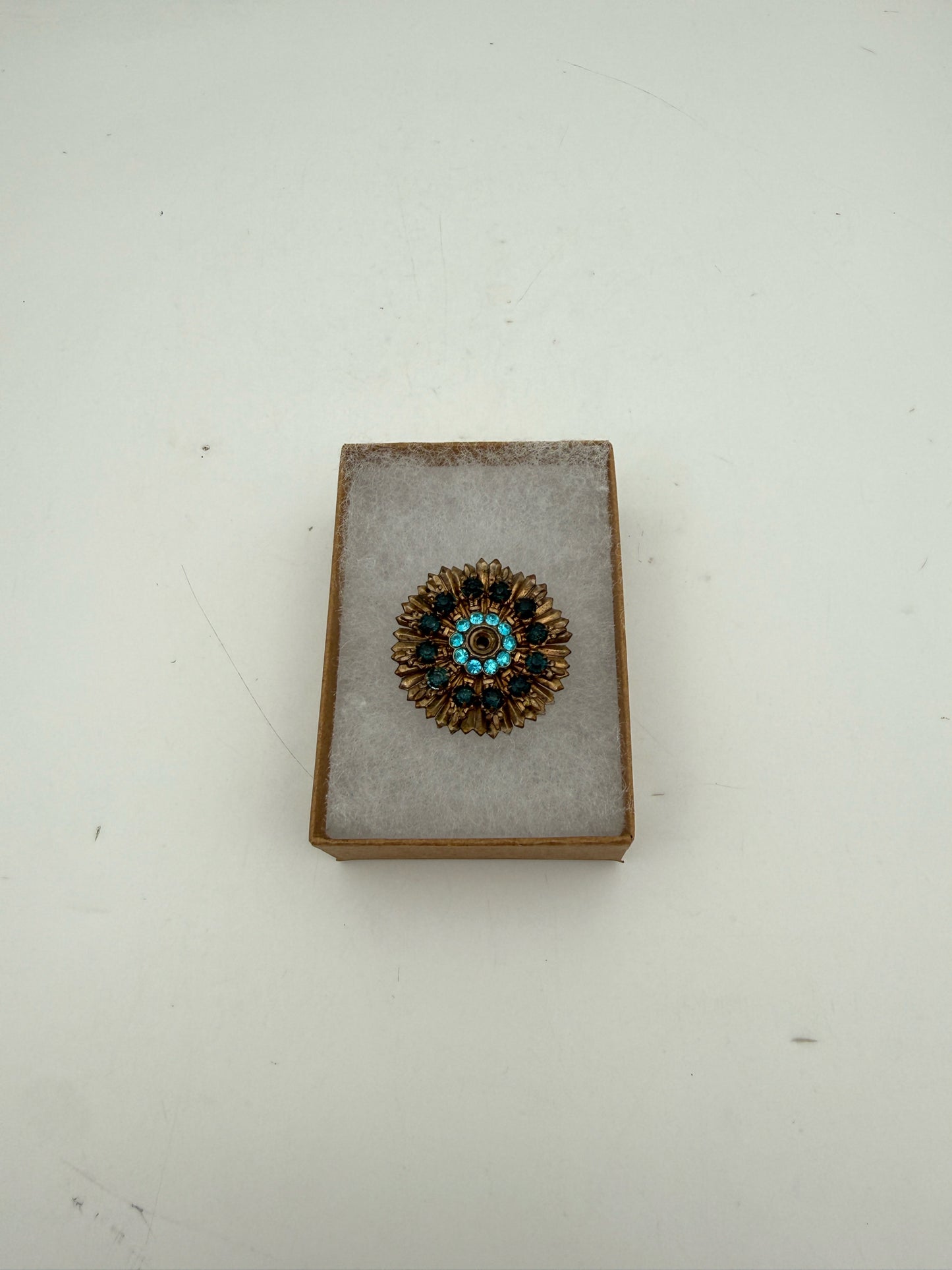 Vintage Brooch With Blue Rhinestones