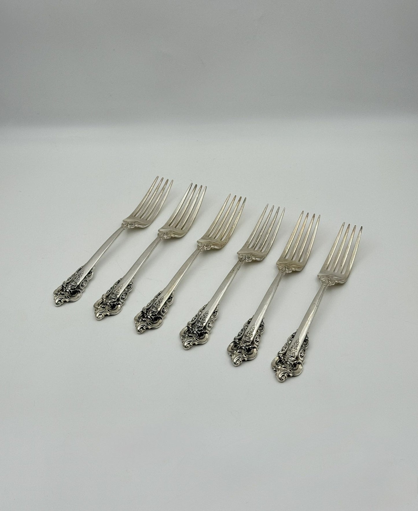 Set of 6 Wallace Sterling Silver Dinner Forks “Grande Baroque” Pattern