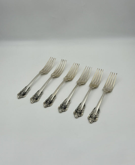 Set of 6 Wallace Sterling Silver Dinner Forks “Grande Baroque” Pattern