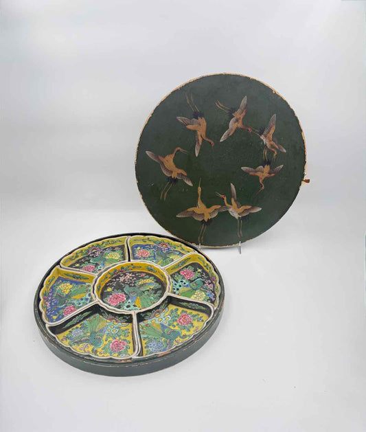 Japanese Relish/Sweet Meat Box With Ceramic Dishes