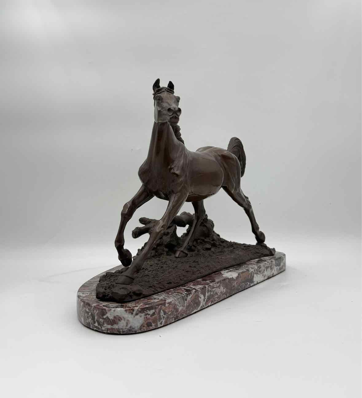 Jane Lunger Signed Bronze Horse On Marble Pedestal