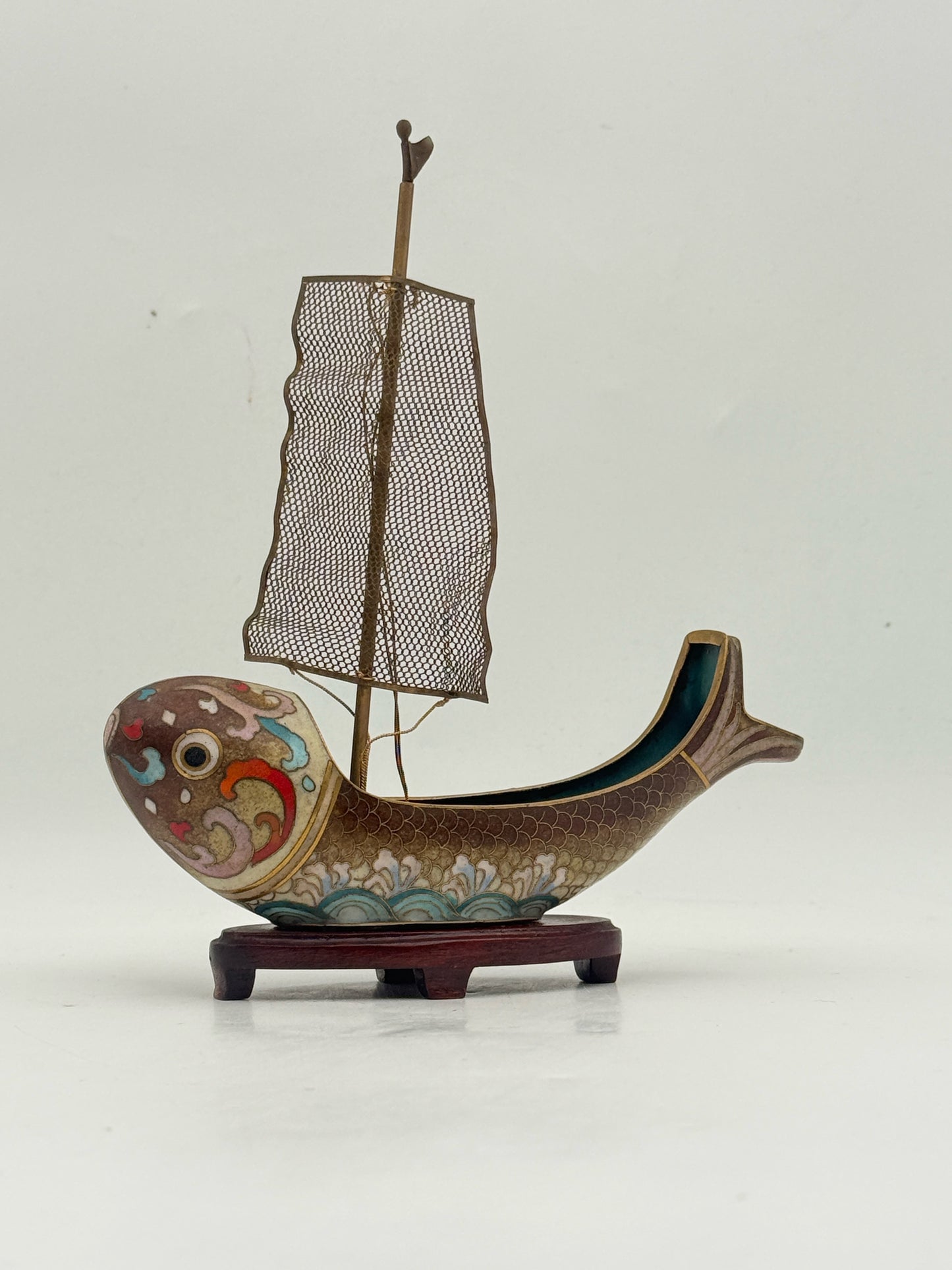 Vintage Cloisonne Fish Boat