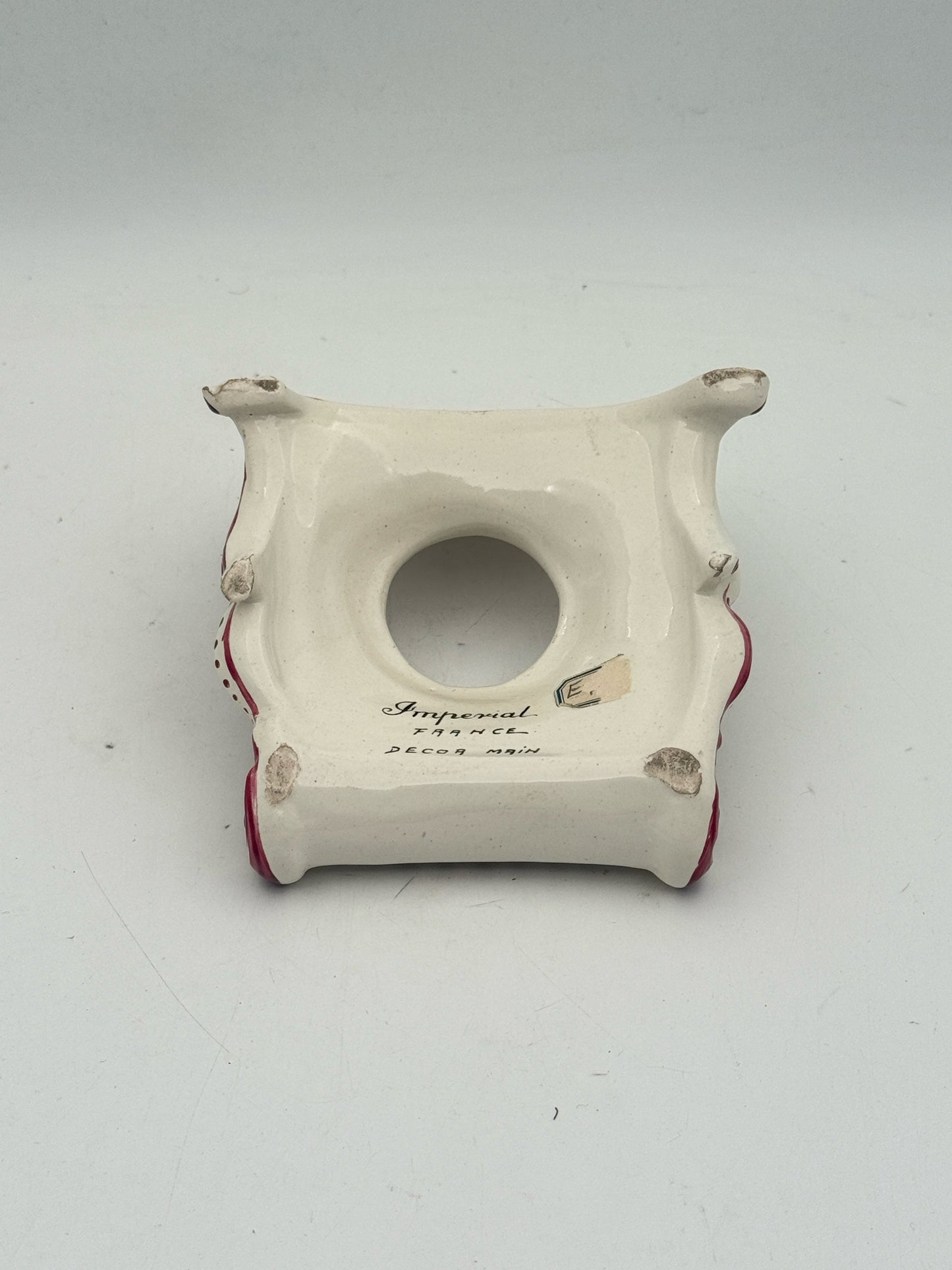 Handpainted Ceramic Inkwell Made In France