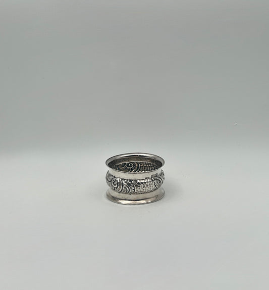Antique Sterling Silver Napkin Ring – Birmingham England – Ornate Scroll Pattern – c. 1903
