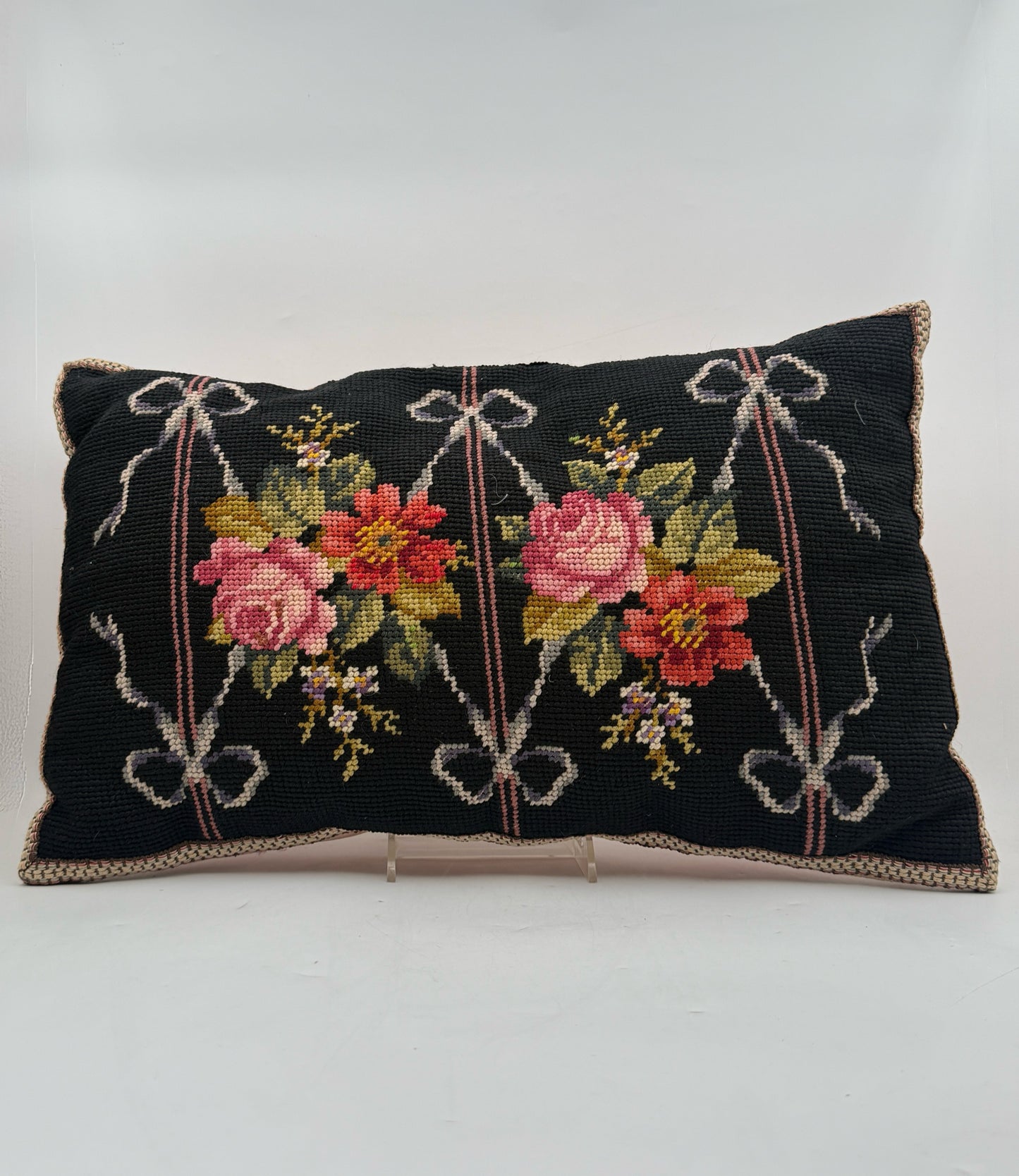Needlepoint Rose Rectangular Pillow