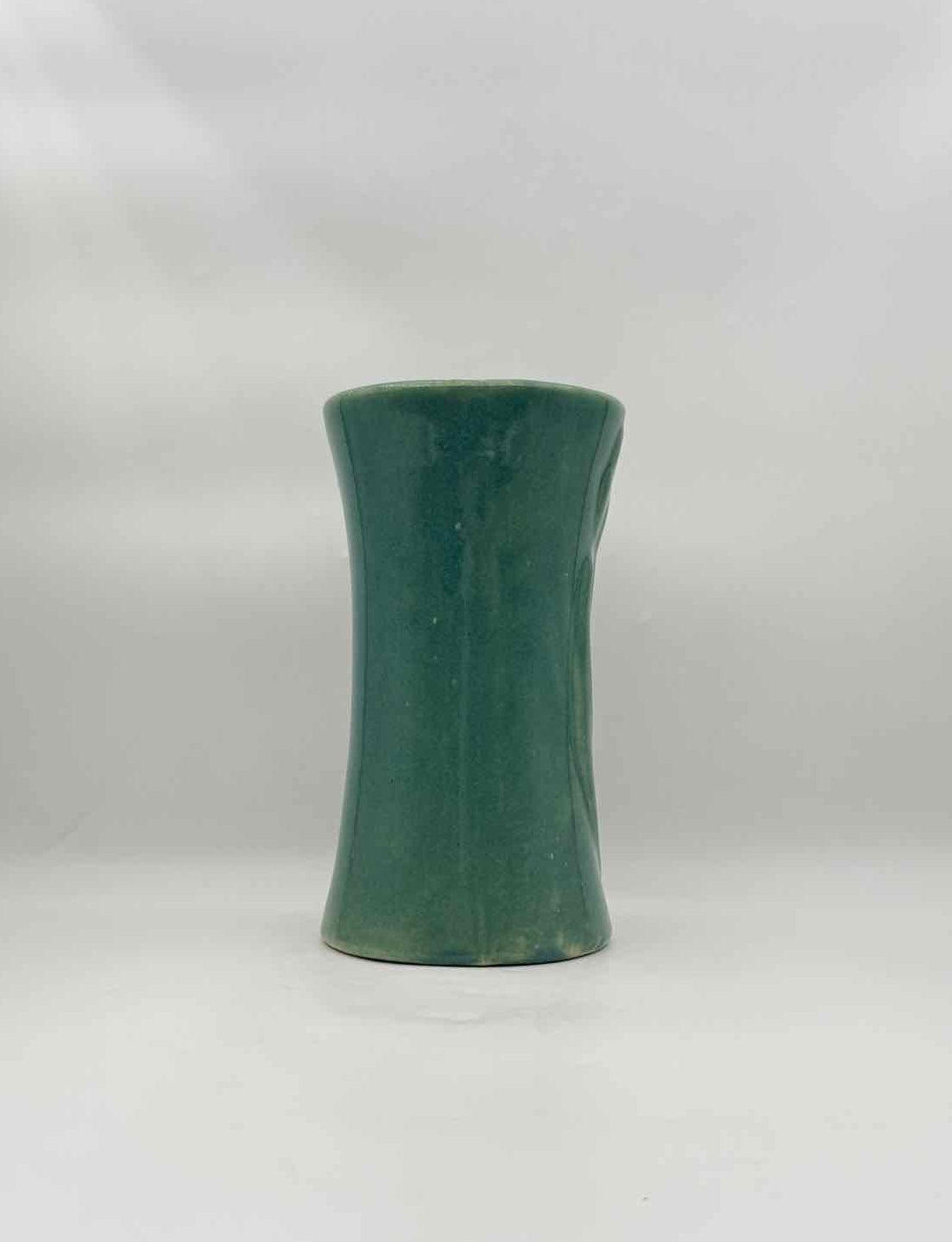 Vintage Zanesville Stoneware Iris Vase Teal Green Arts Crafts Pottery