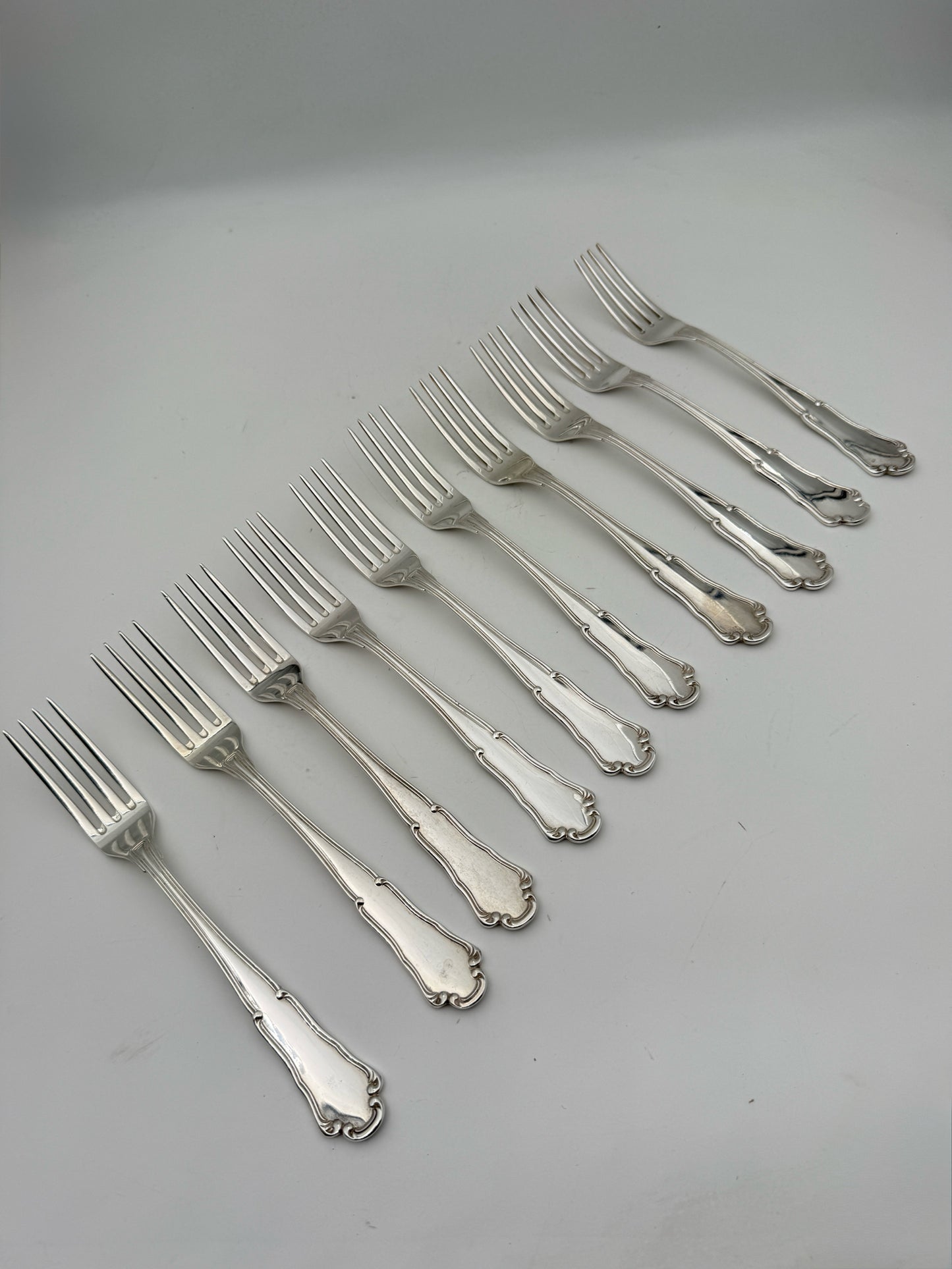 Wallace "Barocco" Sterling Silver 10 Person Flatware Set And 3 Serving Pieces- 53 Pieces