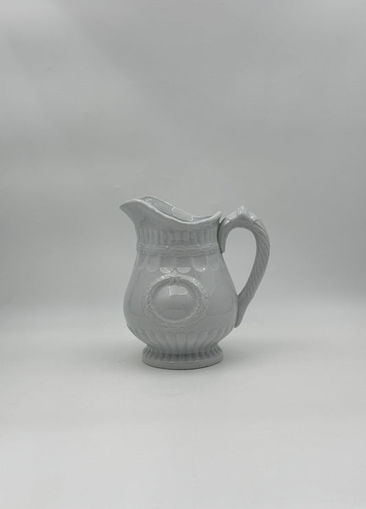 Antique White Ironstone Pitcher/Creamer – Wreath & Star Design