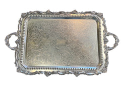 Pierced Silverplate Tray with Handles