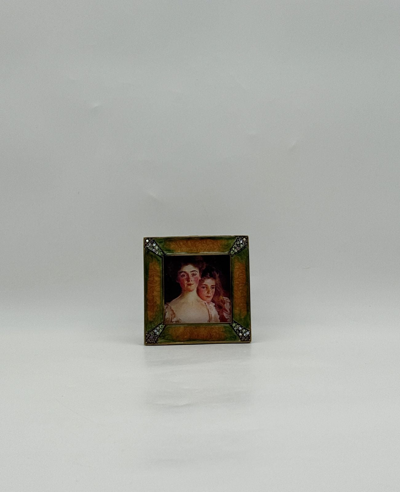 Jay Strongwater Square Green Enamel Frame with Swarovski Crystals
