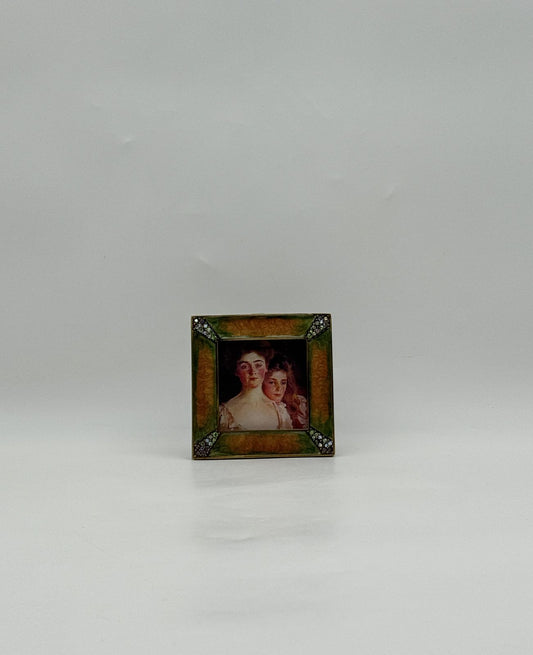 Jay Strongwater Square Green Enamel Frame with Swarovski Crystals