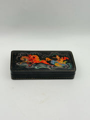 Handpainted Russian Lacquer Box With A Troika Scene