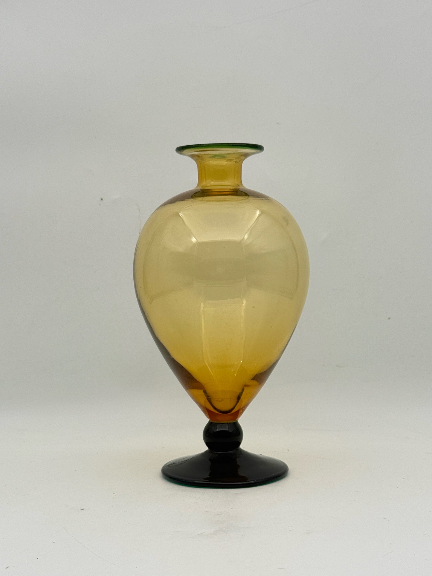 Amber And Green Art Glass Vase