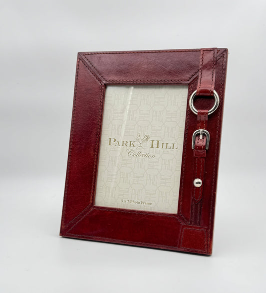 Park Hill Collection Red Leather 5x7 Photo Frame with Decorative Strap