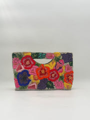 Hand Beaded Colorful Tropical Floral Clutch Purse