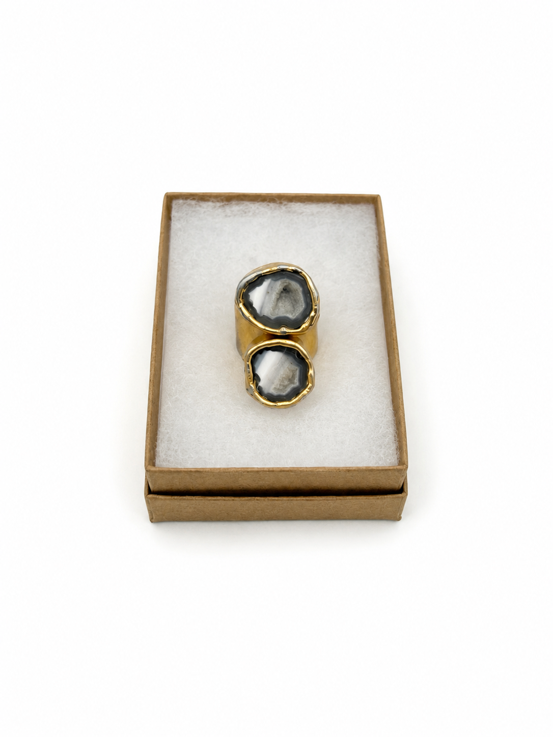 Gray Druzy Agate Slice Ring