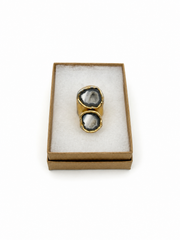 Gray Druzy Agate Slice Ring