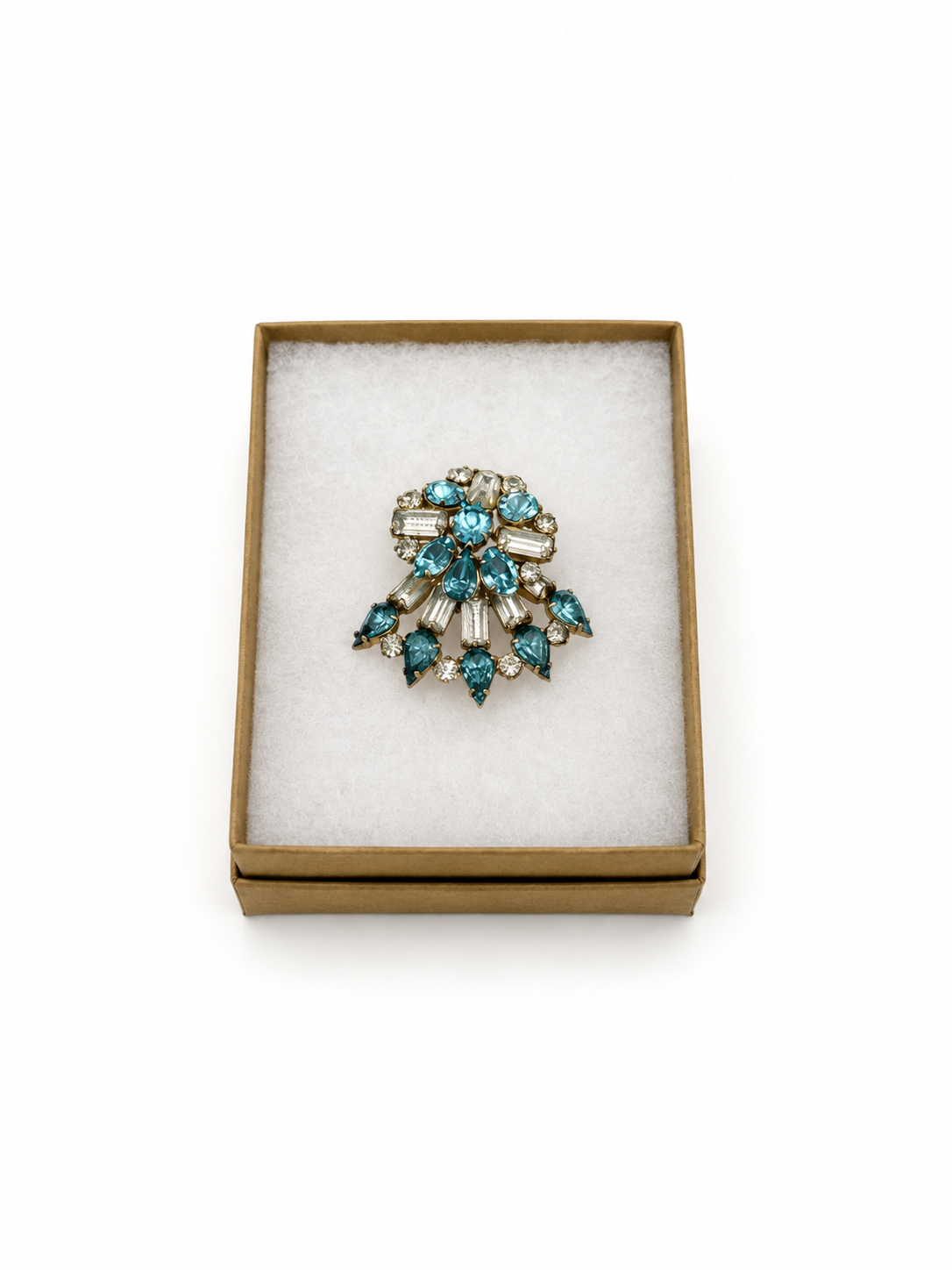 Vintage Antoinette Gold Filled Brooch With Blue Stones