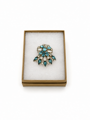 Vintage Antoinette Gold Filled Brooch With Blue Stones