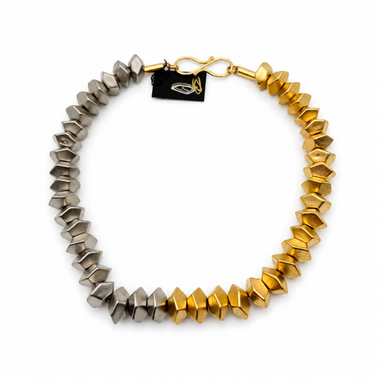 Silver And Gold Beaded Necklace