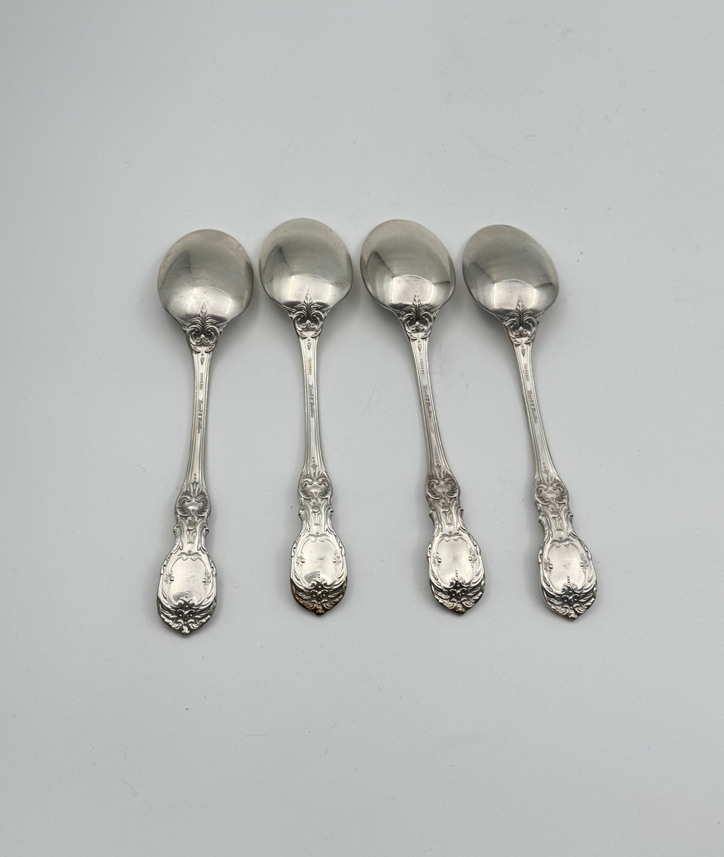 Set of 4 Reed & Barton Francis I Sterling Silver Oval Soup Spoons