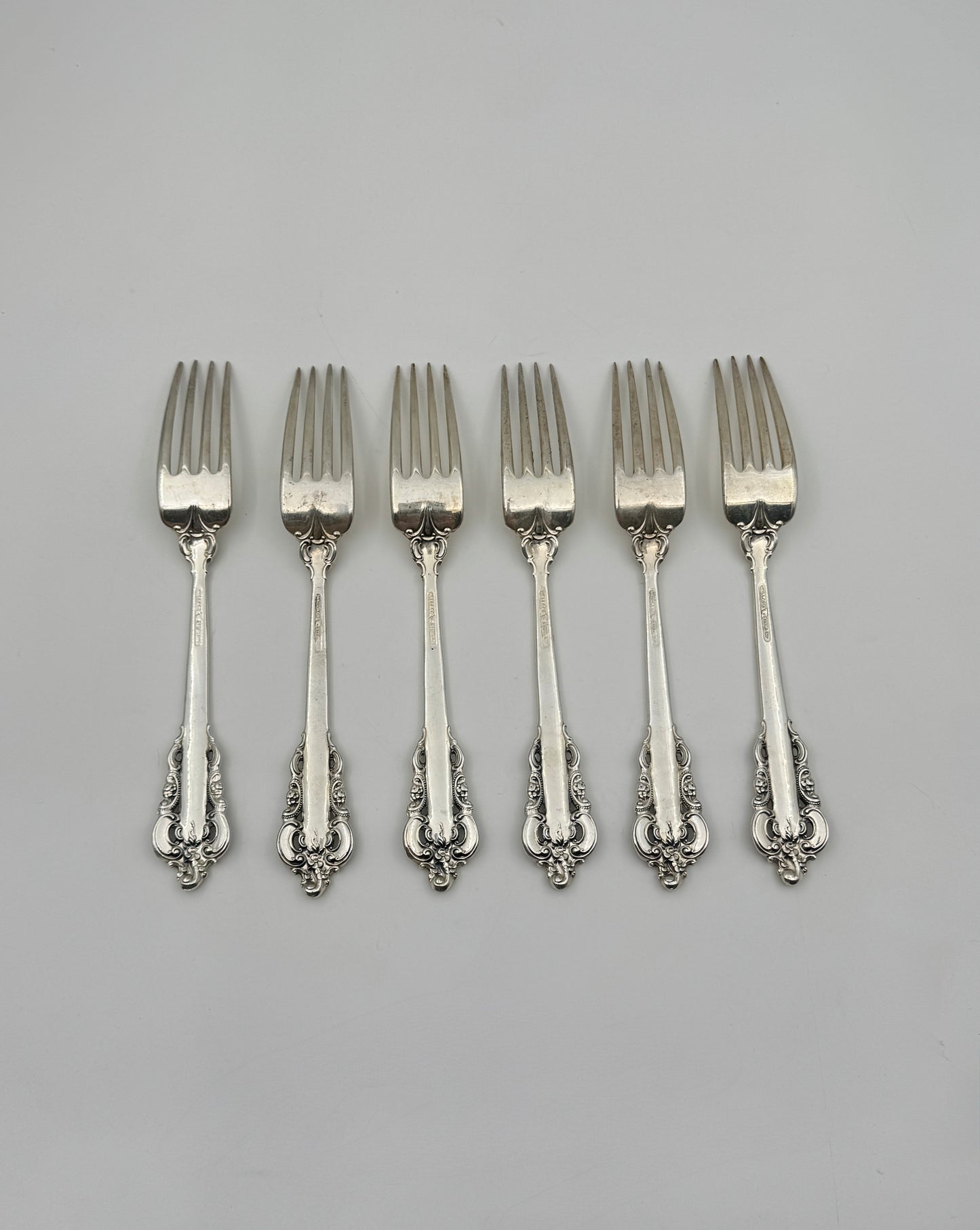 Set of 6 Wallace Sterling Silver Dinner Forks “Grande Baroque” Pattern
