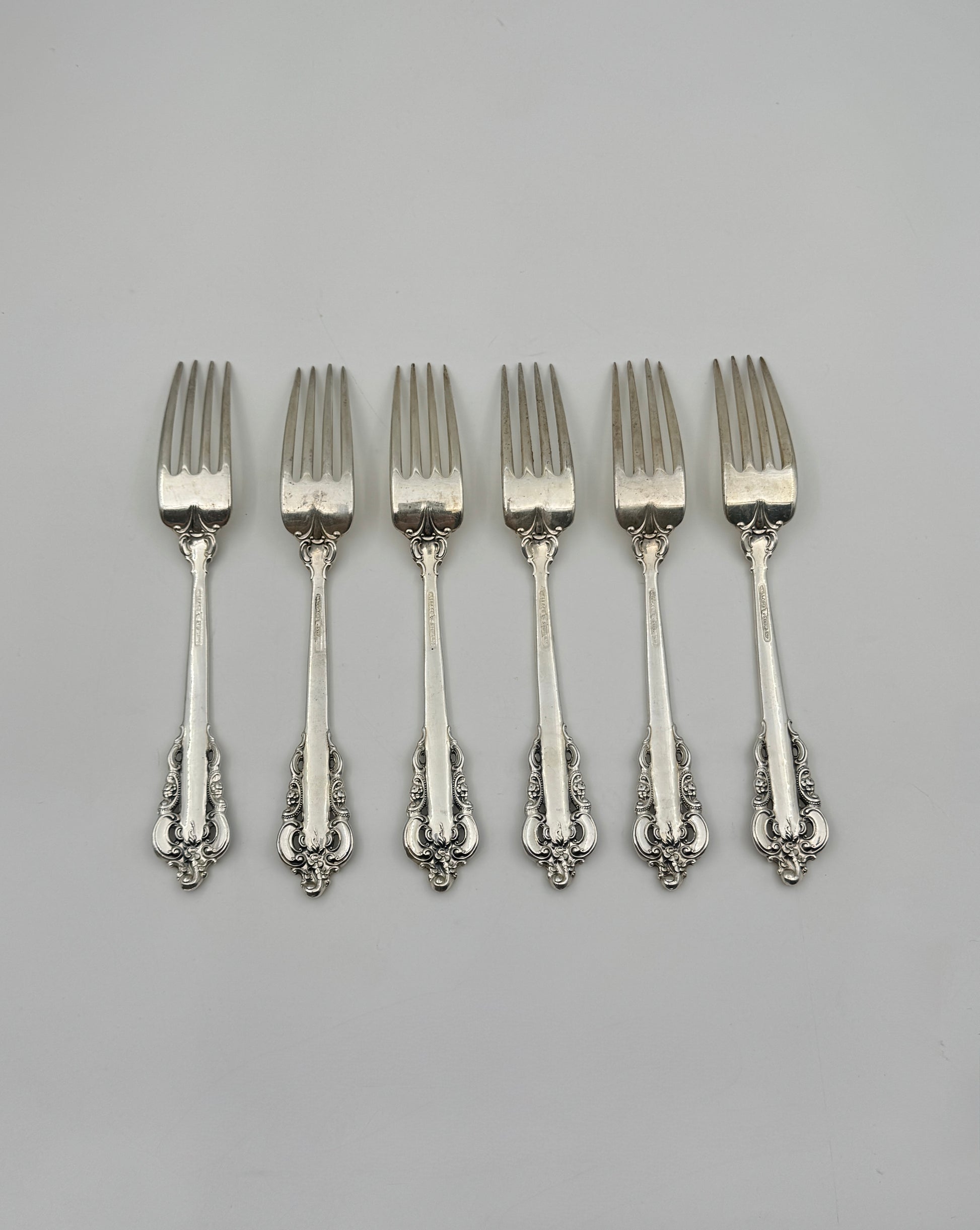 Set of 6 Wallace Sterling Silver Dinner Forks “Grande Baroque” Pattern