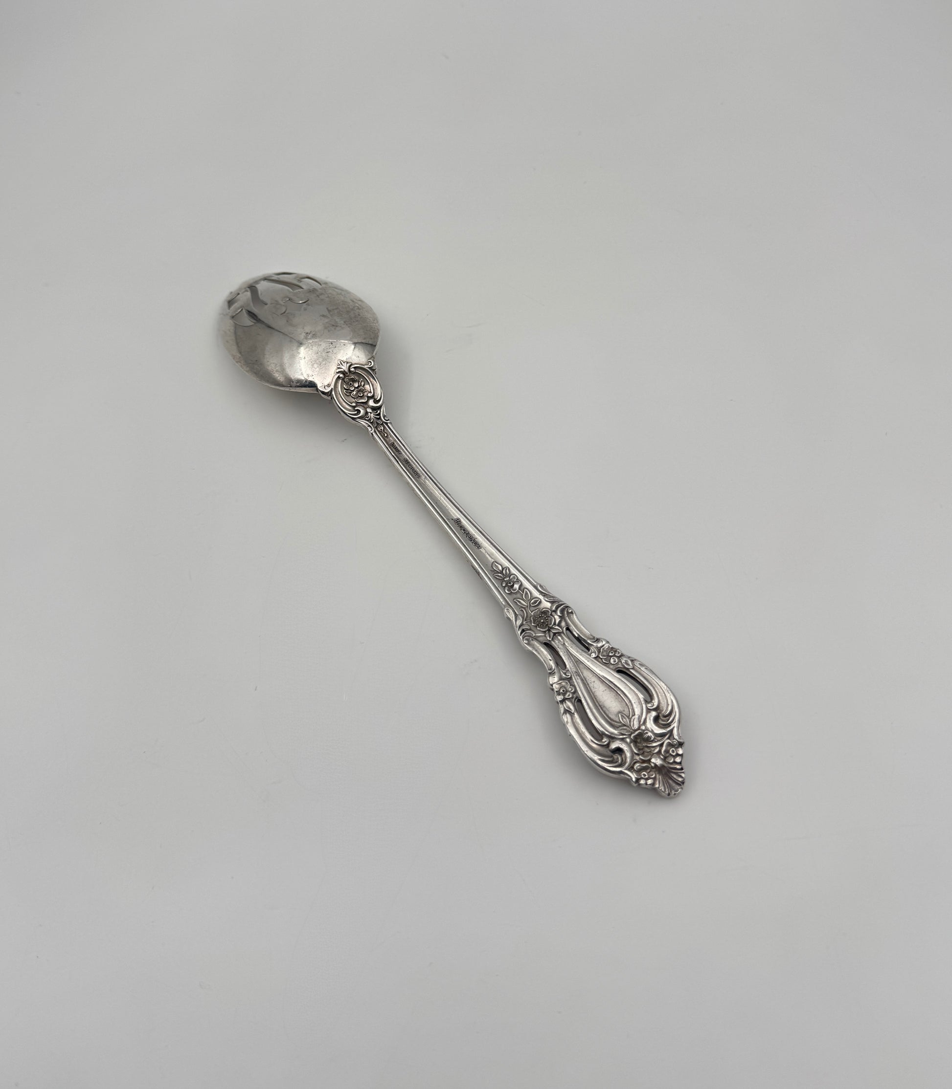 Lunt Sterling Silver Pierced Serving Spoon – “Eloquence” Pattern