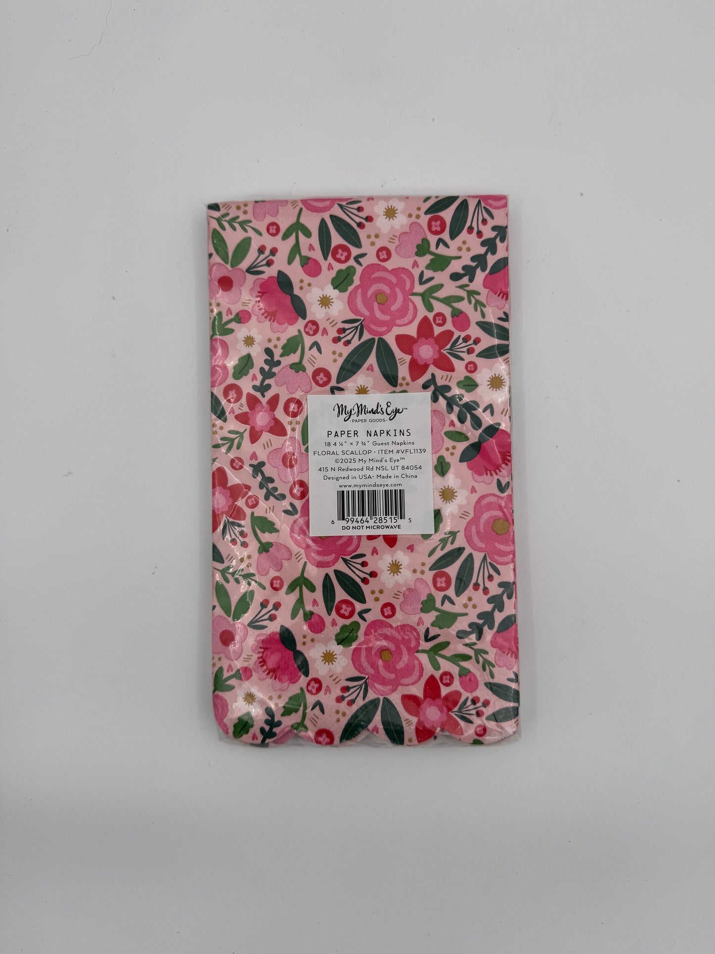 Floral Paper Napkins – Pink and Green Design (18.4 x 16.9 inches) – Pack of 20