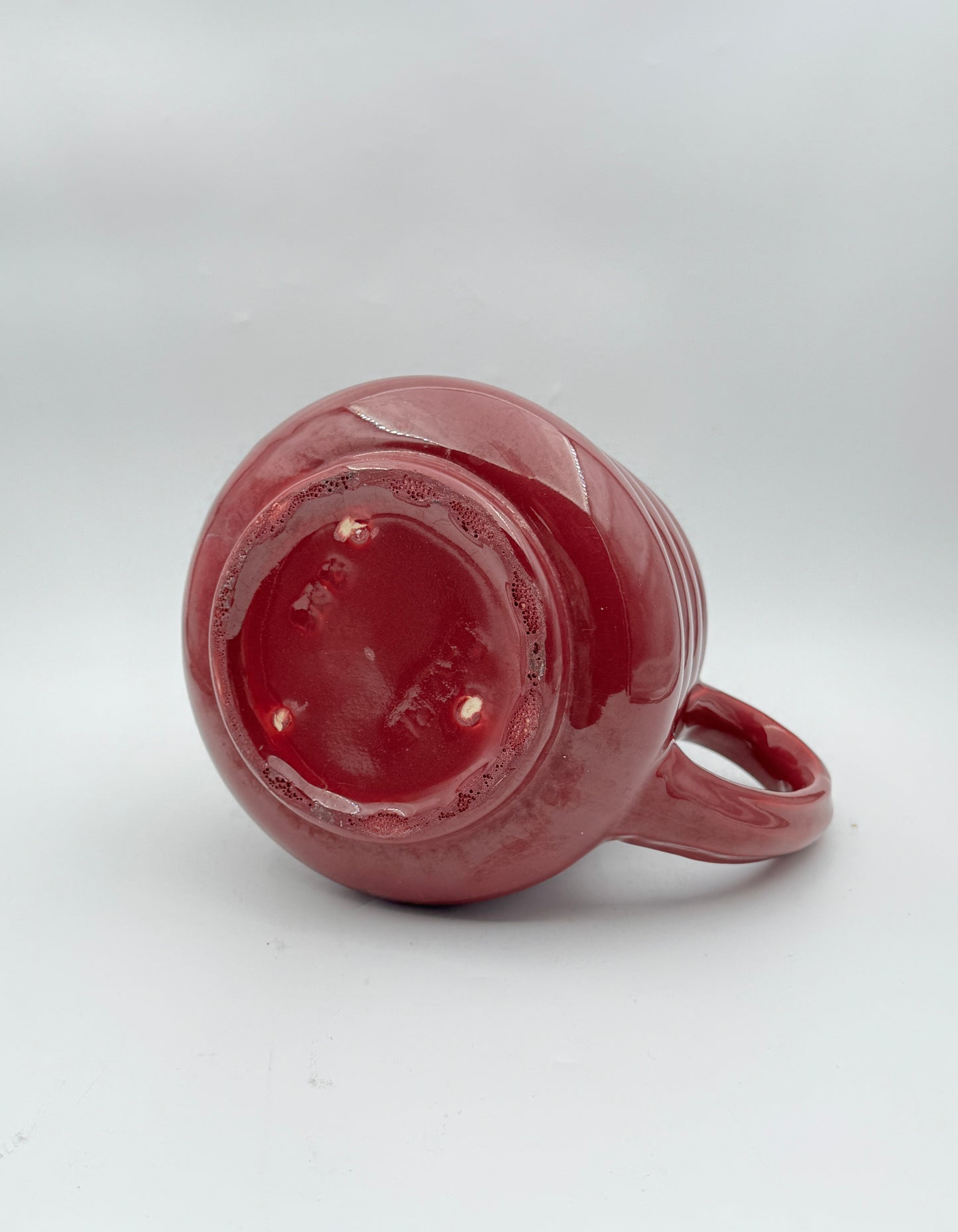 Mid-Century Padre Pottery Ribbed Pitcher – Glossy Plum Glaze – Marked “258”