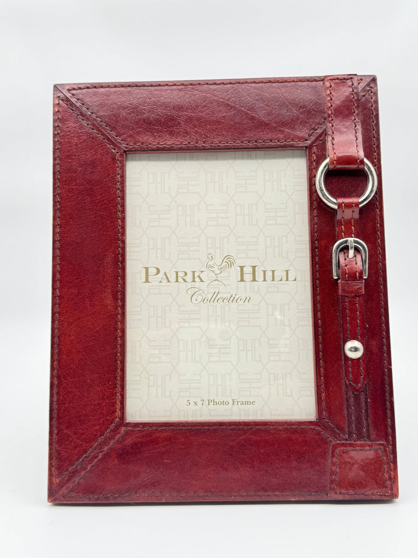 Park Hill Collection Red Leather 5x7 Photo Frame with Decorative Strap