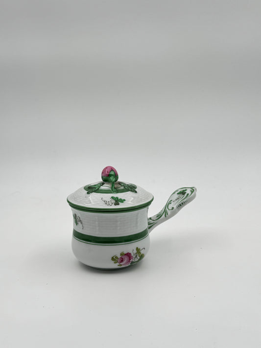 Herend Vienna Rose Pattern Handled Lidded Saucepan - Decorative and Functional Porcelain Piece