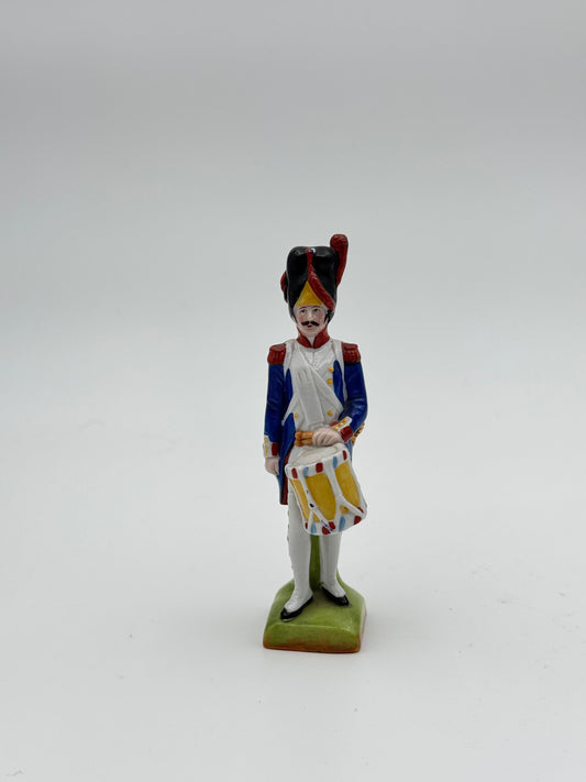 Antique Sitzendorf Scheibe Alsbach Napoleonic Soldier Figurine with Drum, Circa 1930