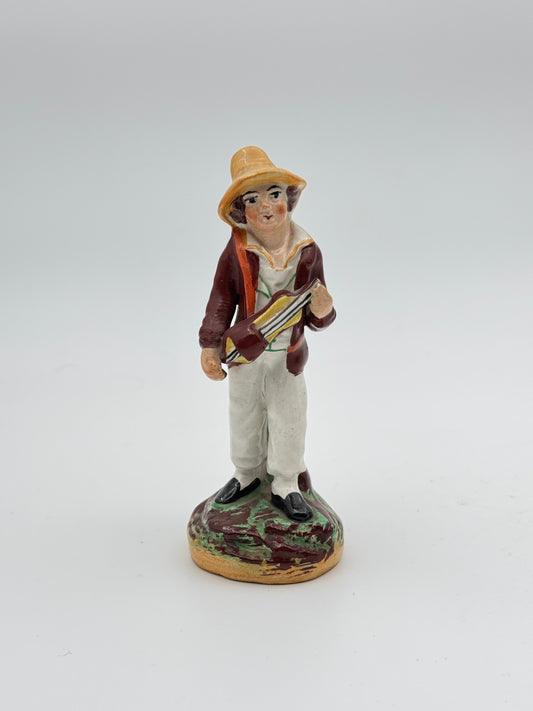 Antique Staffordshire Kent Parr Figurine - Boy with Fiddle, Circa 1900