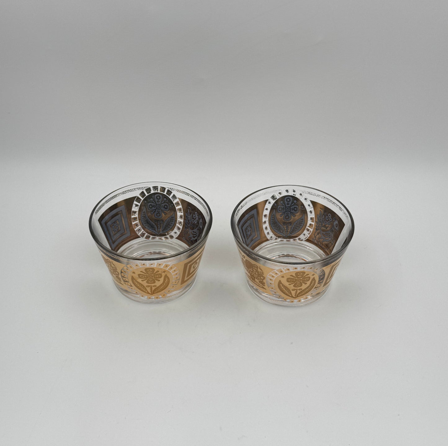 Mid-Century Fire-King Chafing Dish Set – Gold-Frosted Glass & Walnut Tray