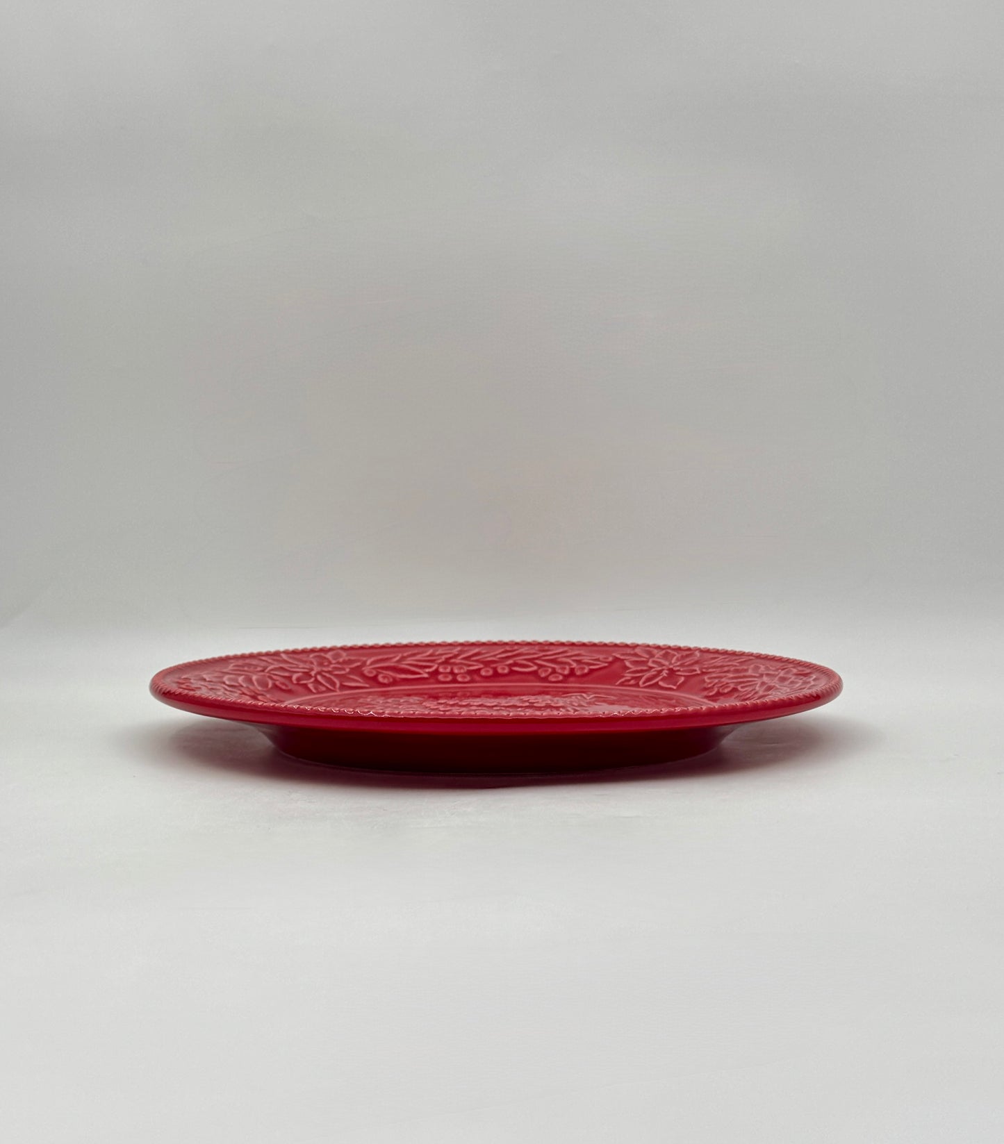 Set of 12 Bordallo Pinheiro Red Christmas Tree Salad Plates