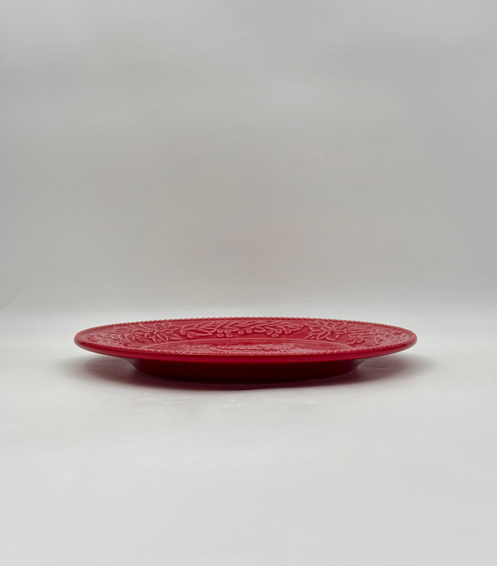 Set of 12 Bordallo Pinheiro Red Christmas Tree Salad Plates