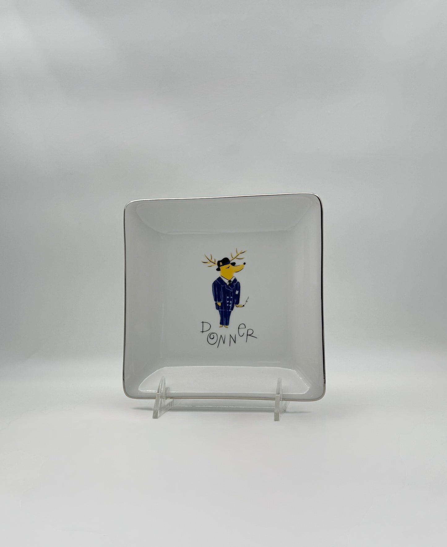 Pottery Barn Reindeer Square Appetizer Plates Set of 4 – Holiday