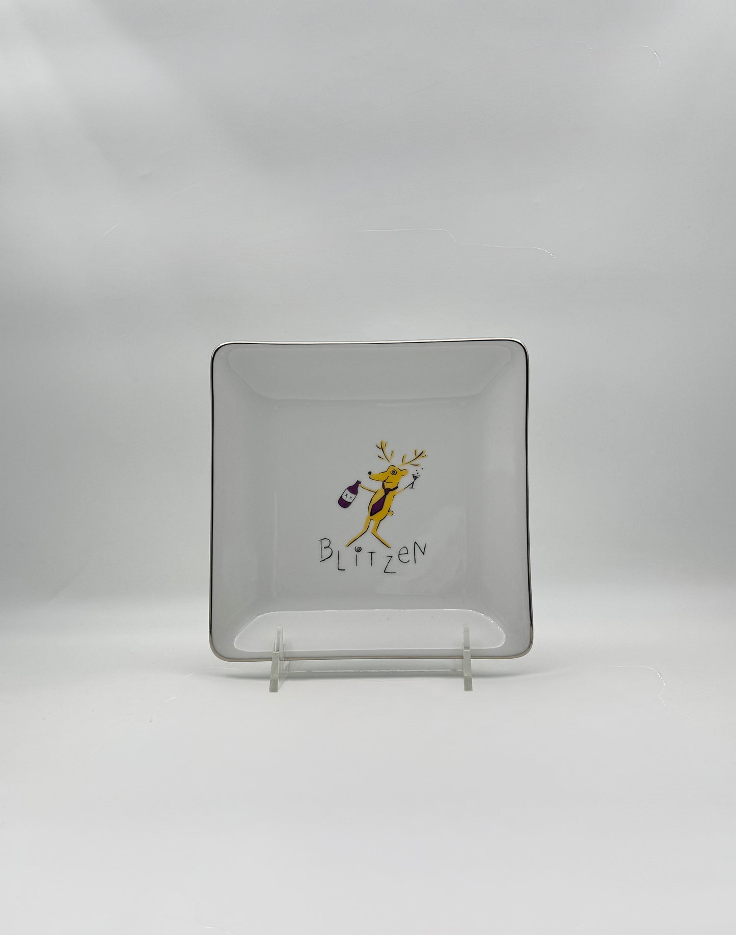 Pottery Barn Reindeer Square Appetizer Plates Set of 4 – Holiday