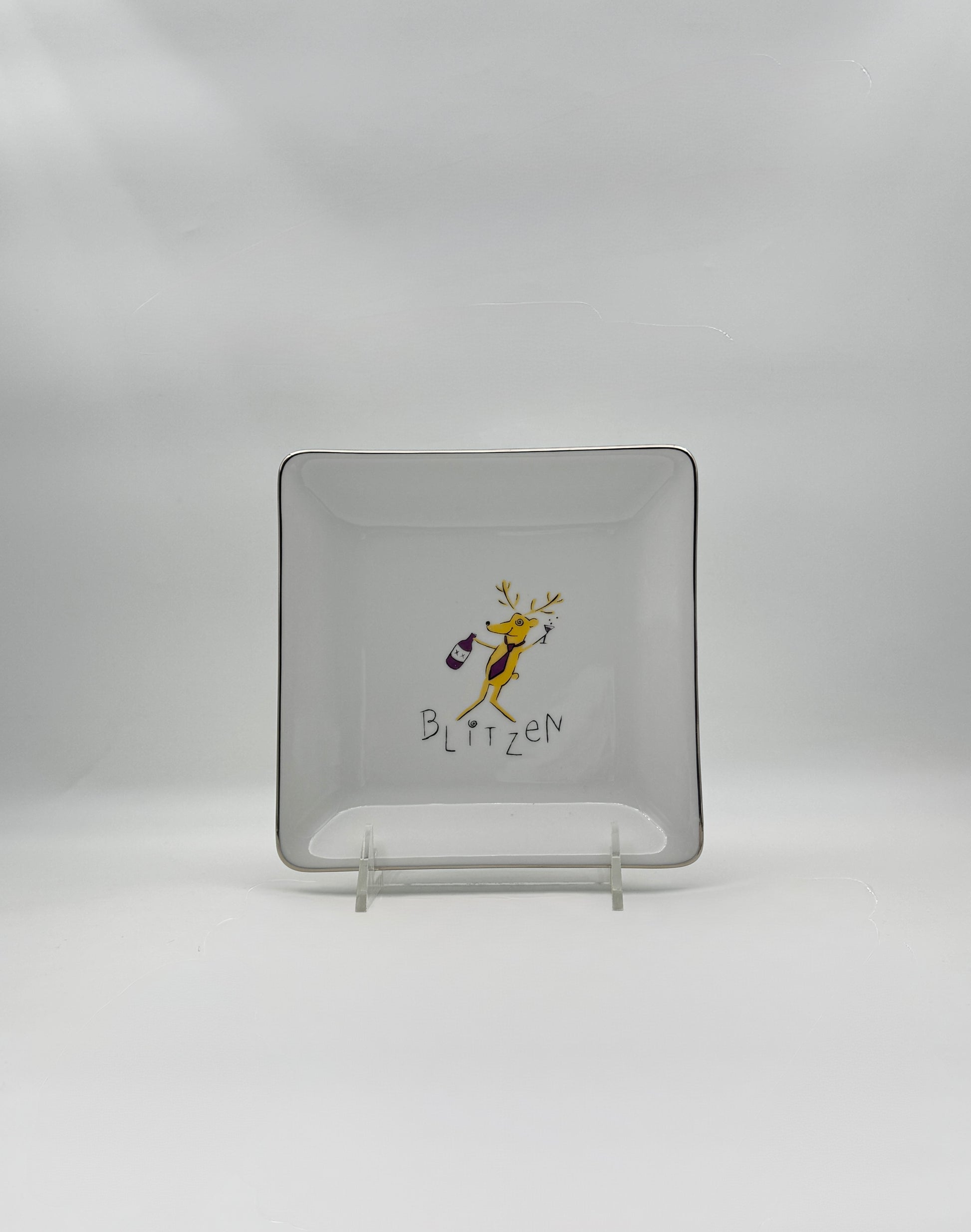 Pottery Barn Reindeer Square Appetizer Plates Set of 4 – Holiday