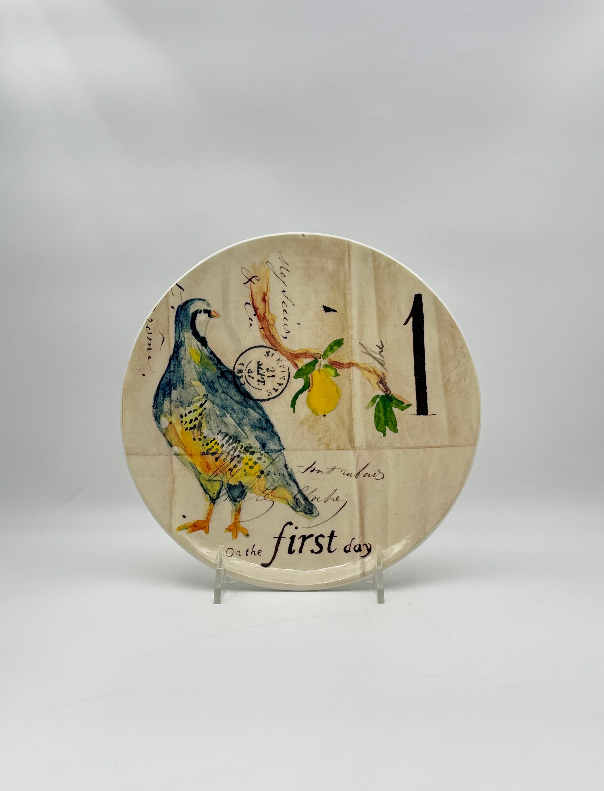 Williams Sonoma 12 Days of Christmas 12 Salad Plates in Drum Box Gifts